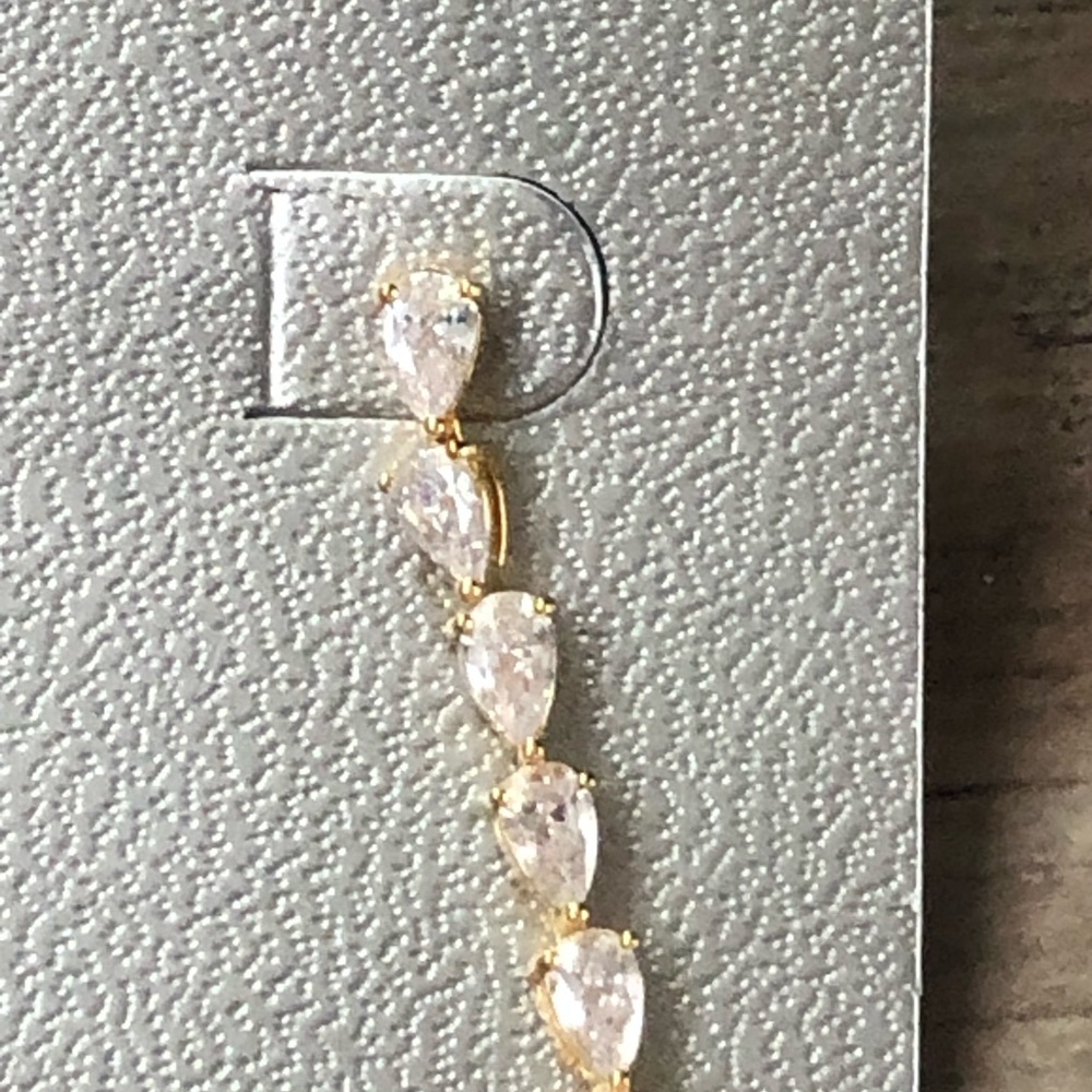 New Nordstrom gold cubic zirconia drop earrings - Picture 3 of 7